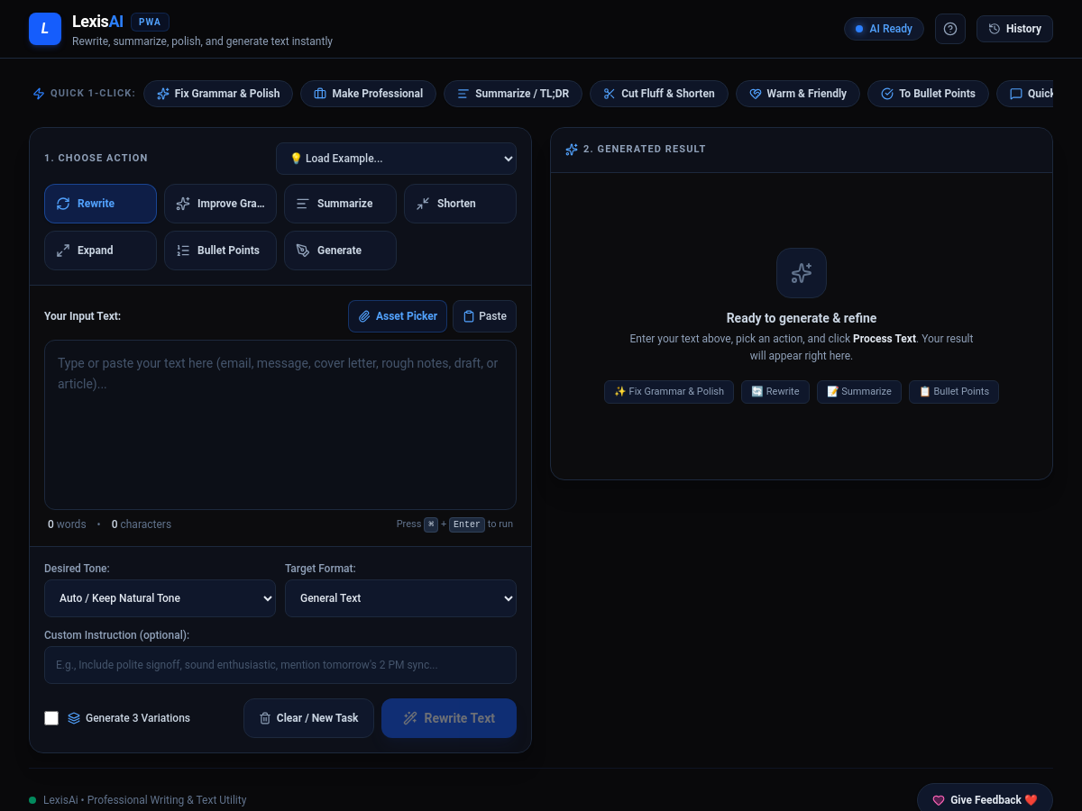 Screenshot of LexisAi