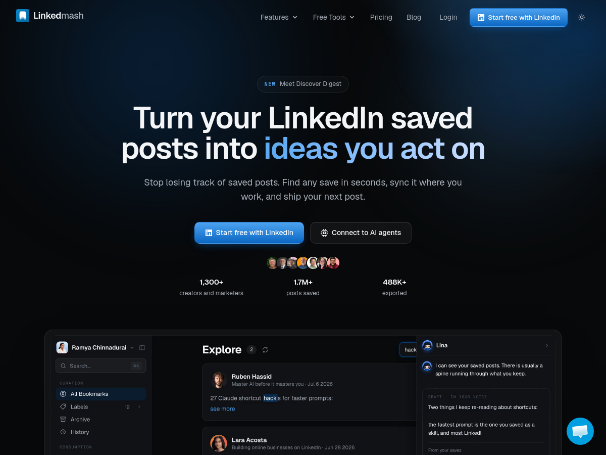 Screenshot of LinkedMash