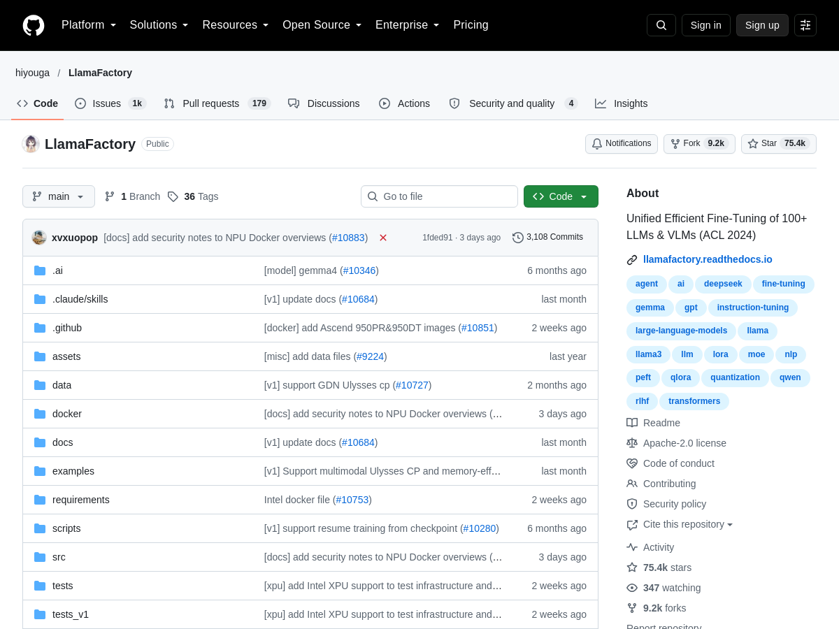 Screenshot of LlamaFactory