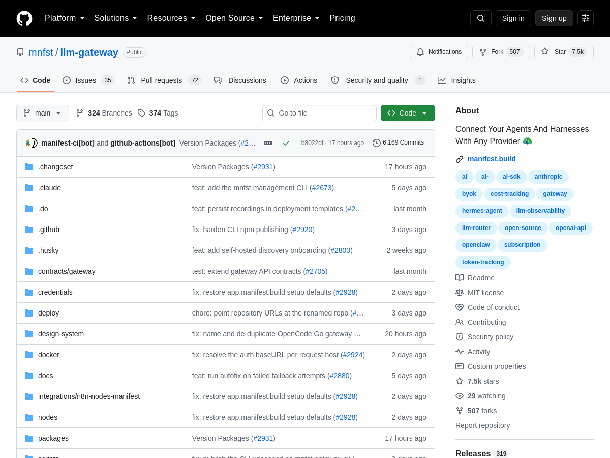 Screenshot of Manifest