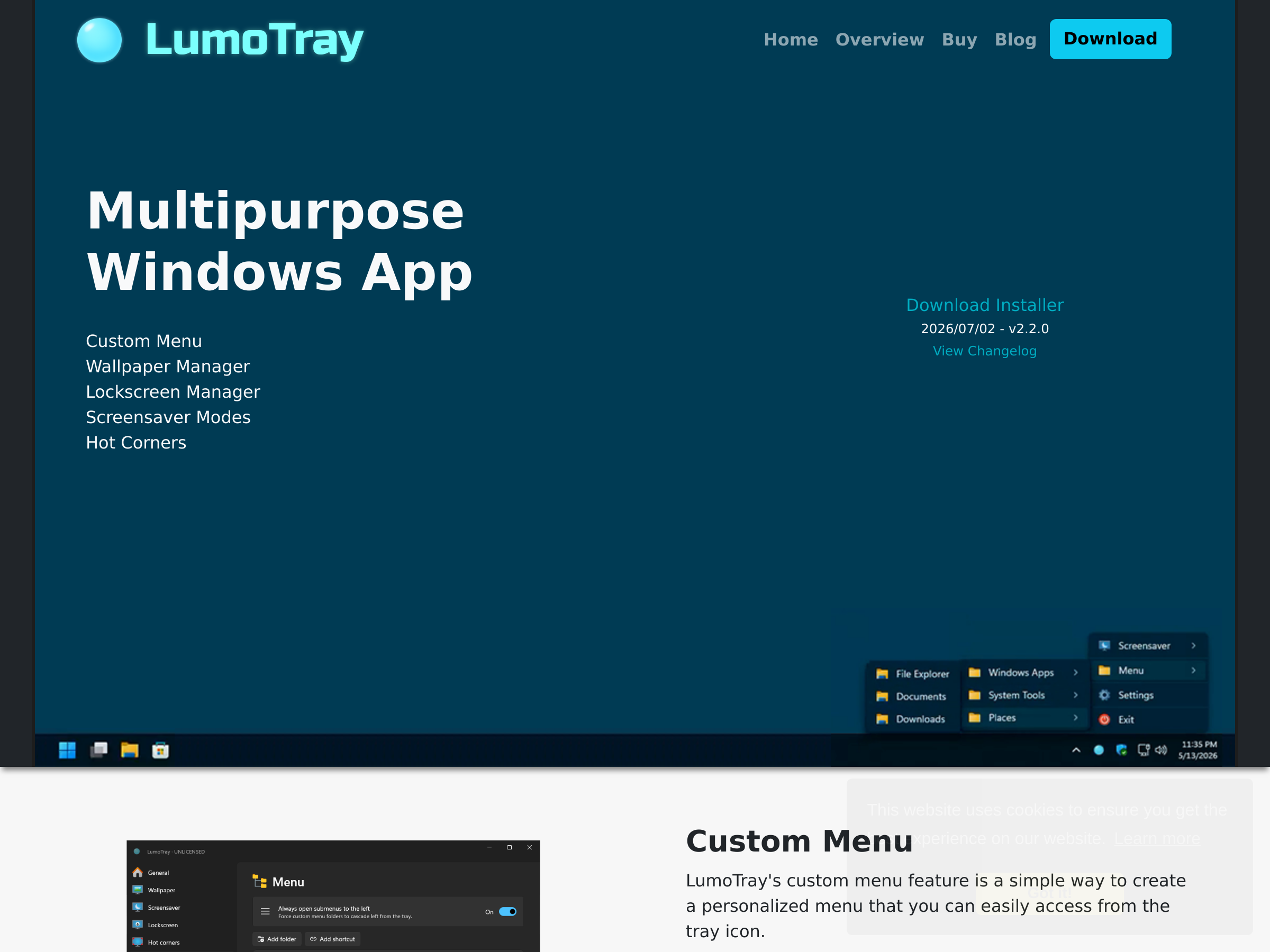 Screenshot of LumoTray
