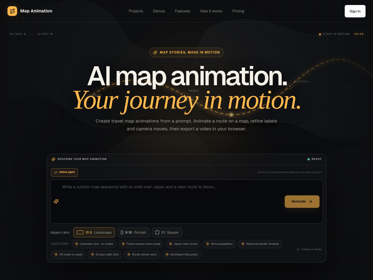 Screenshot of Map Animation