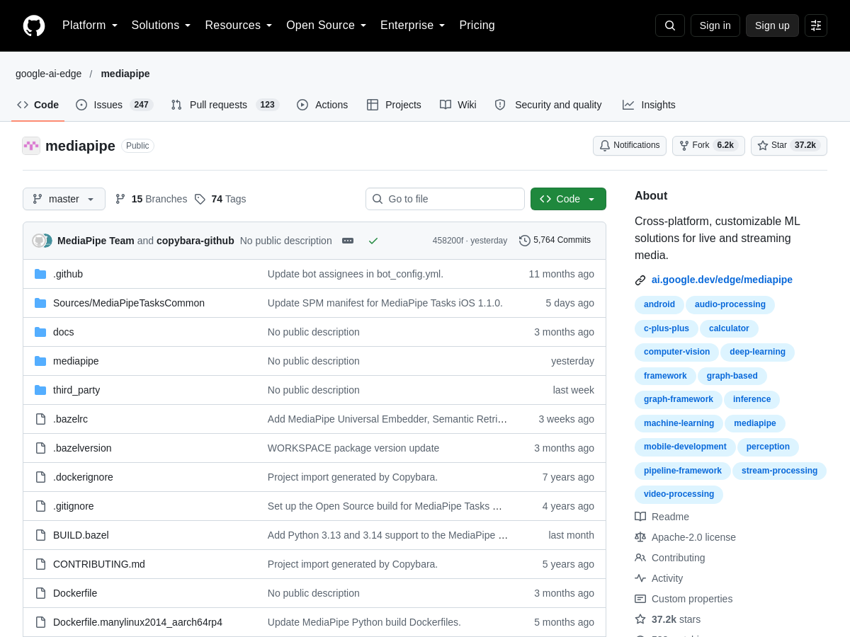 Screenshot of Mediapipe