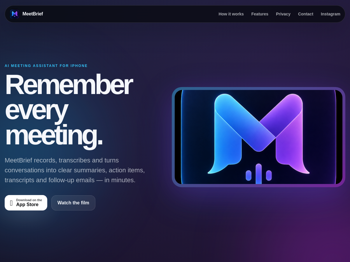 Screenshot of MeetBrief