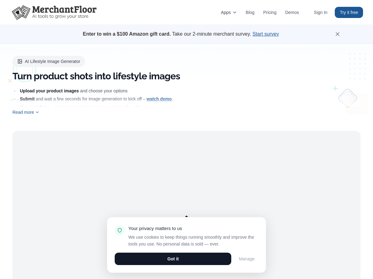 Screenshot of Merchant Floor | Product Images