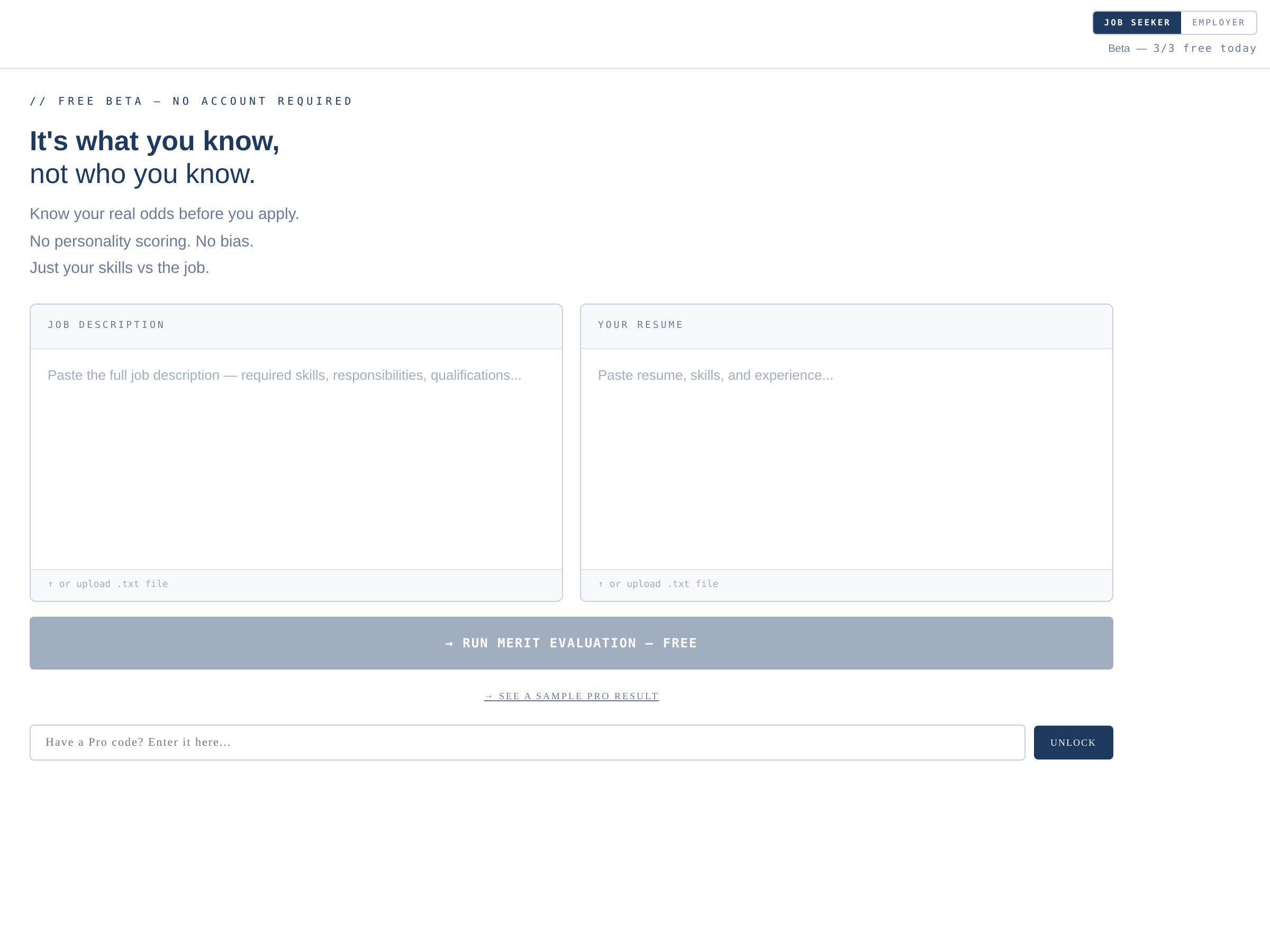 Screenshot of Merit Hire