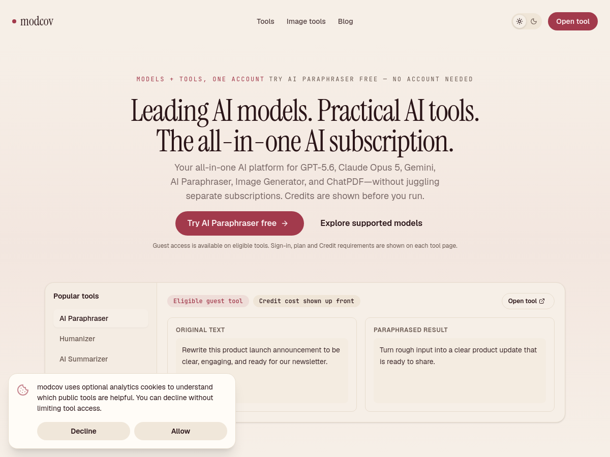 Screenshot of modcov