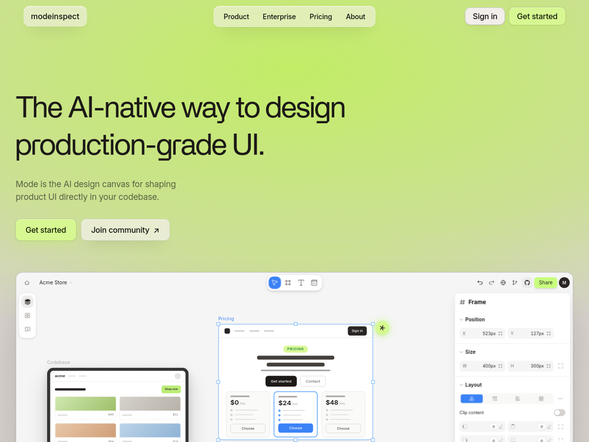 Screenshot of Modeinspect