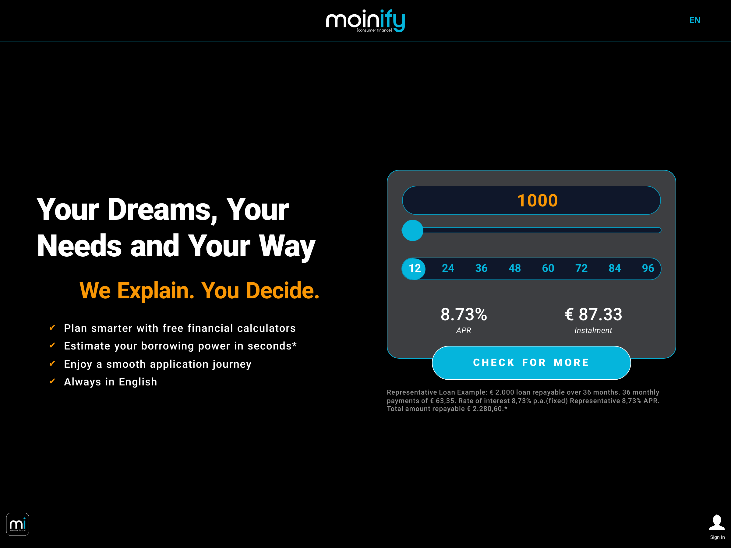 Screenshot of Moinify.app