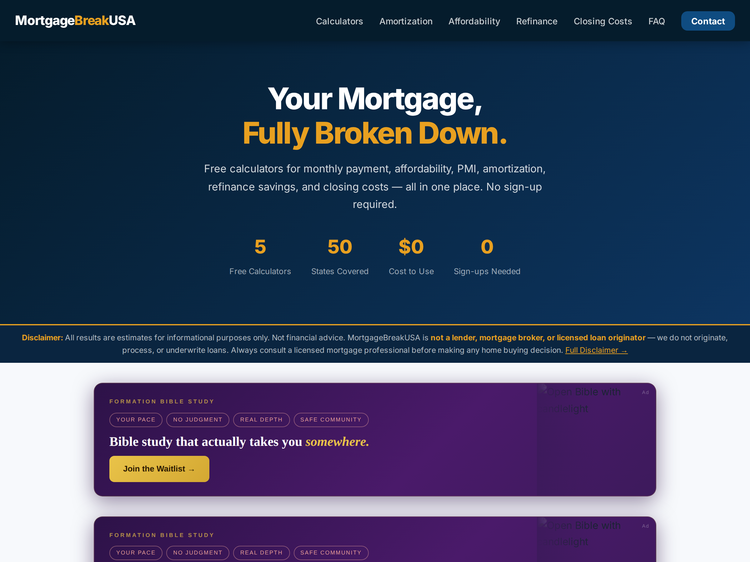 Screenshot of MortgageBreakUSA