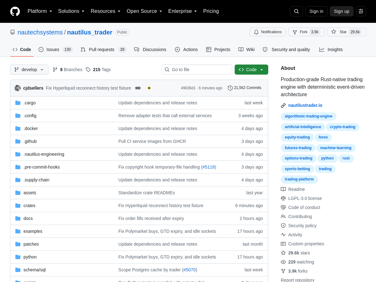 Screenshot of Nautilus_trader