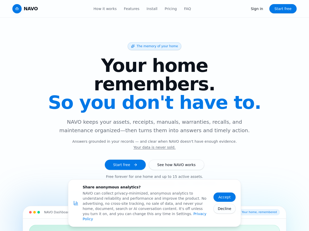 Screenshot of NAVO