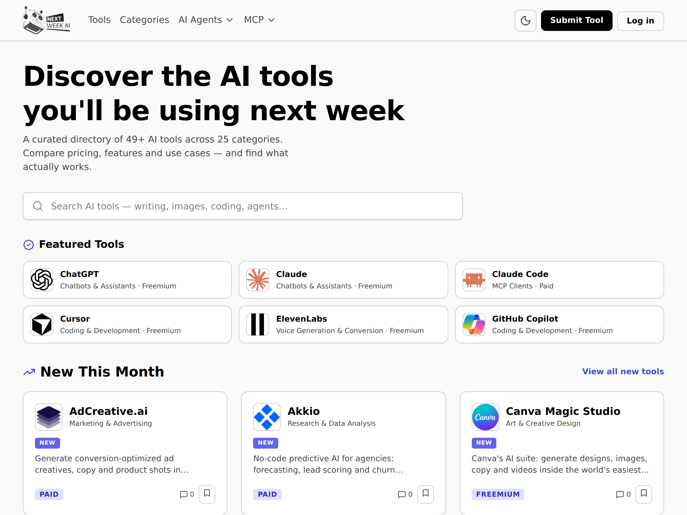Screenshot of NextWeekAI — The AI Discovery Platform