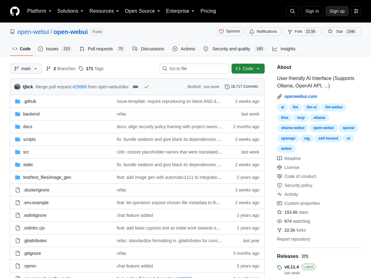 Screenshot of Open Webui