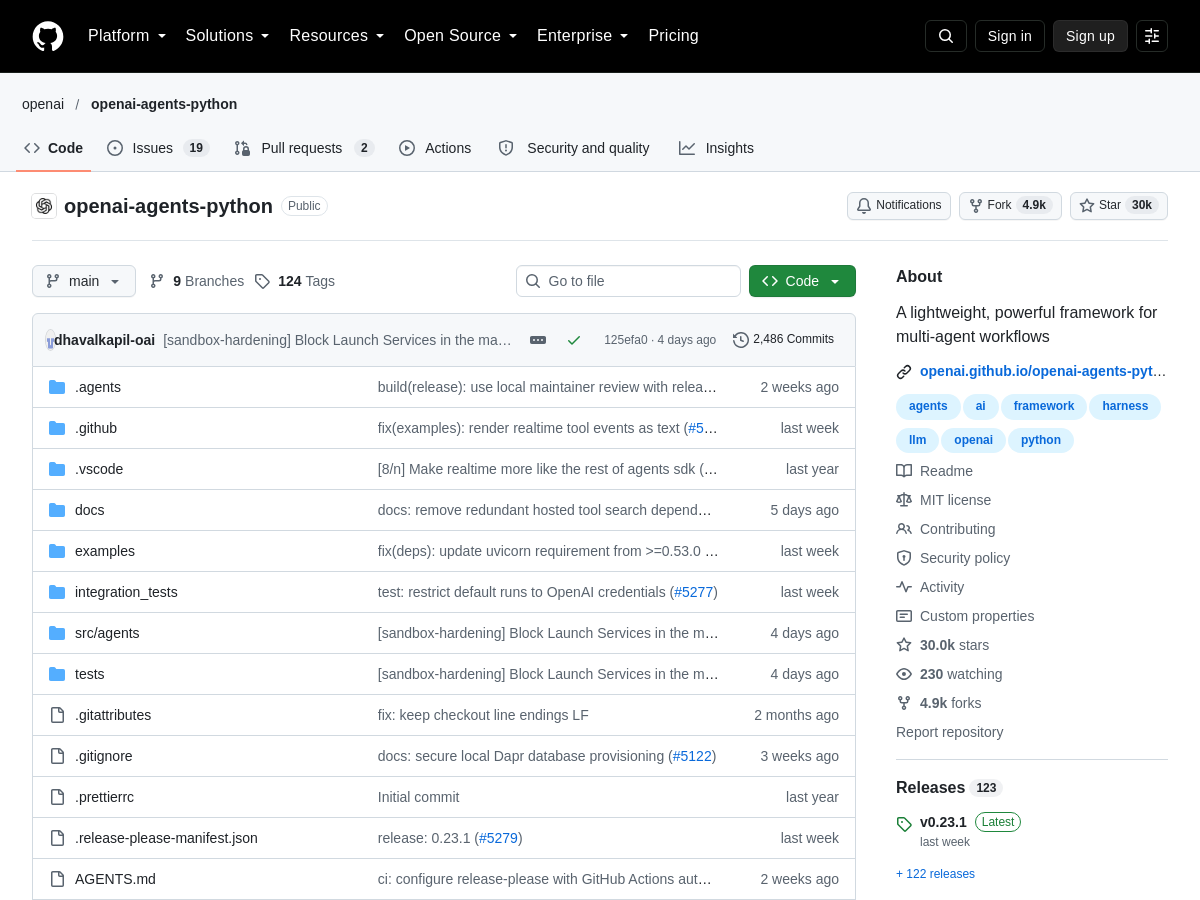 Screenshot of Openai Agents Python