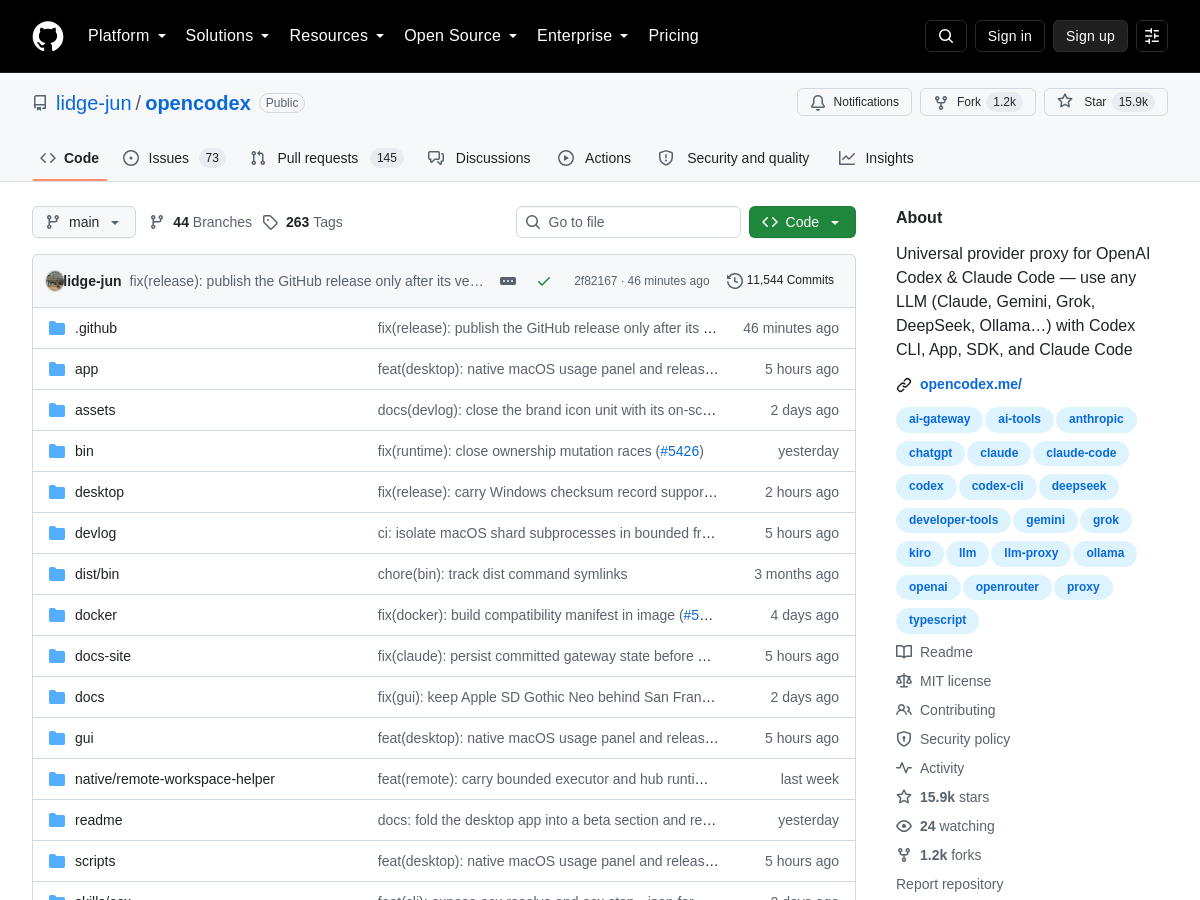 Screenshot of Opencodex