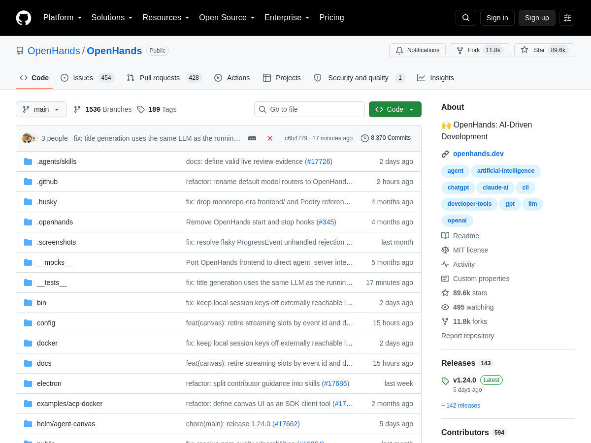 Screenshot of OpenHands