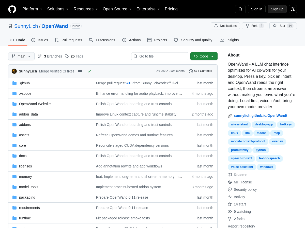Screenshot of OpenWand
