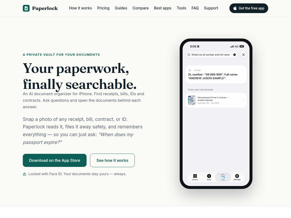 Screenshot of Paperlock
