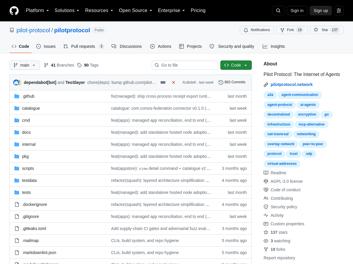 Screenshot of Pilot Protocol