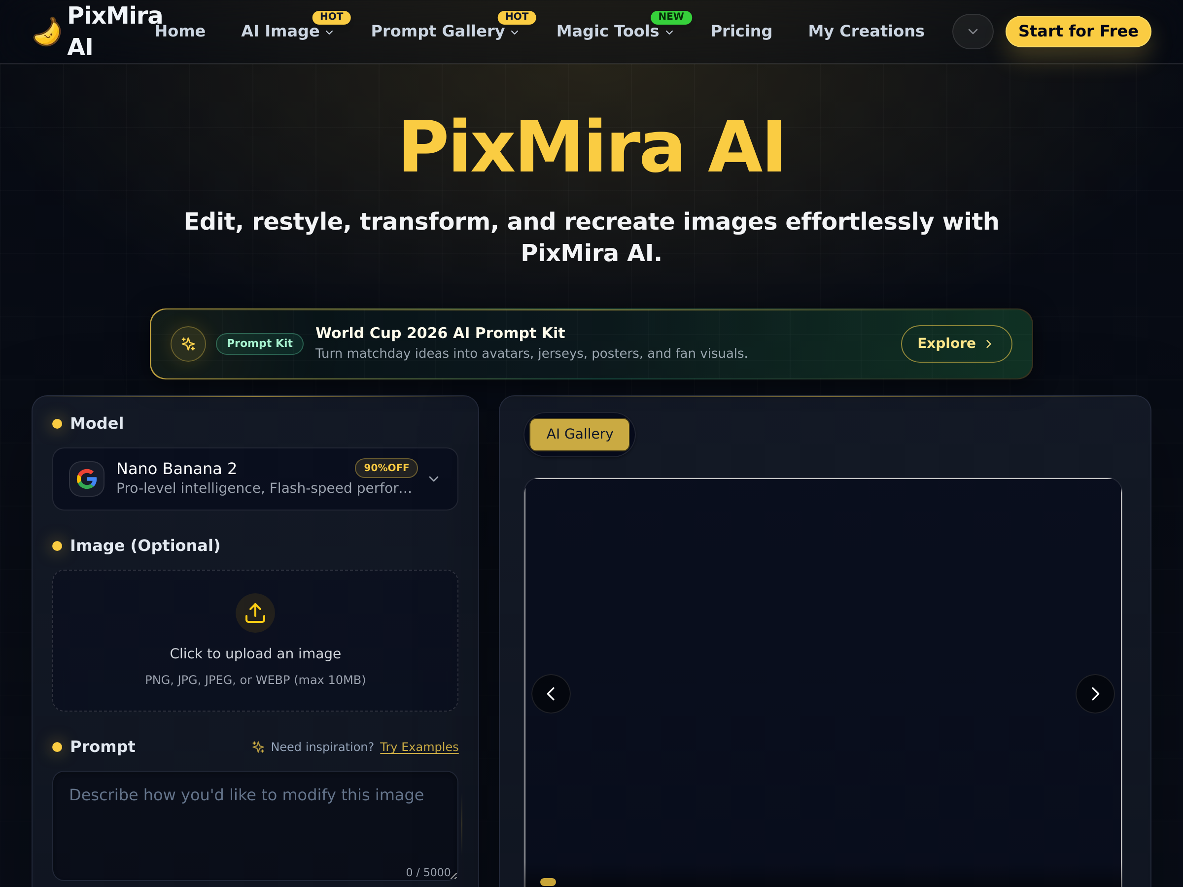 Screenshot of PixMira AI