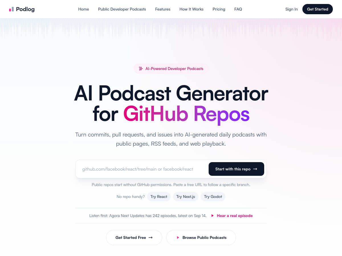 Screenshot of Podlog