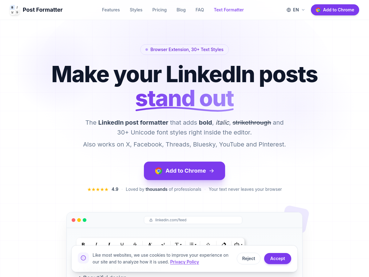 Screenshot of Post Formatter
