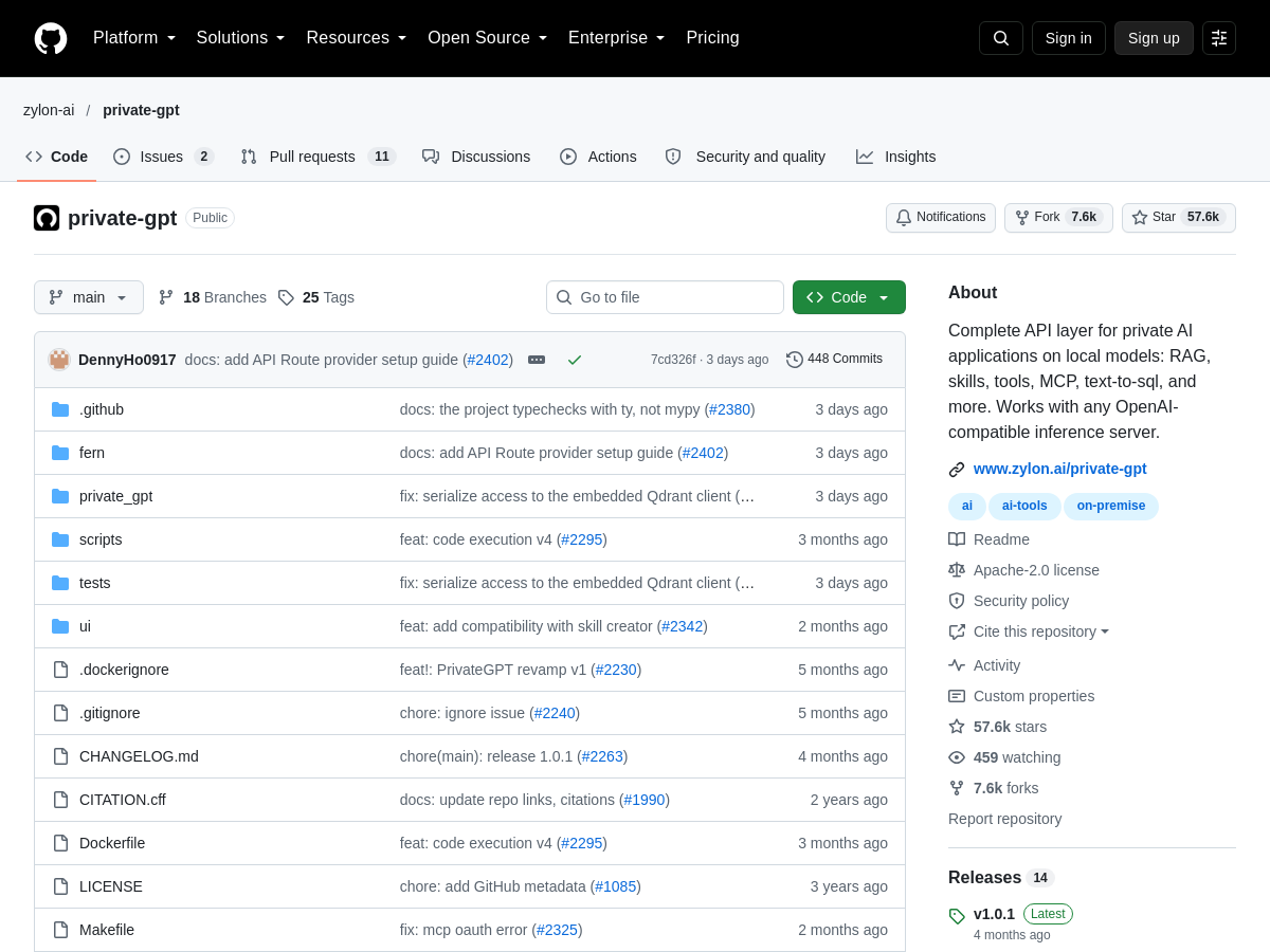 Screenshot of Private Gpt