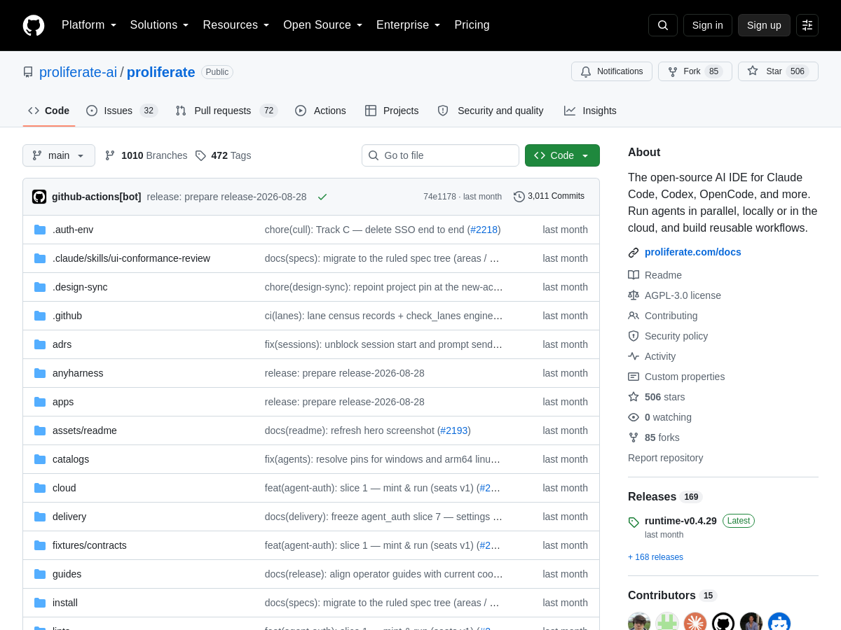 Screenshot of Proliferate