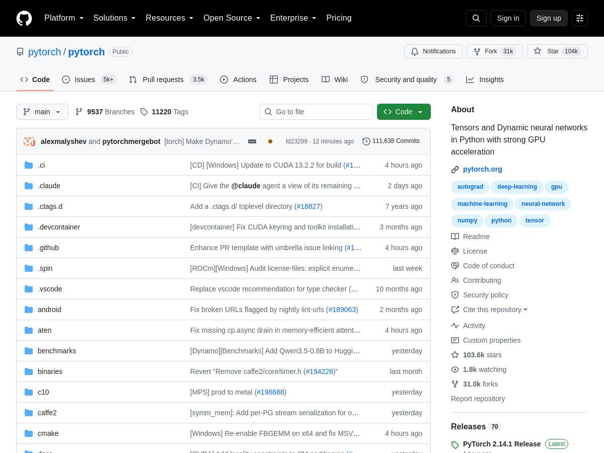 Screenshot of Pytorch