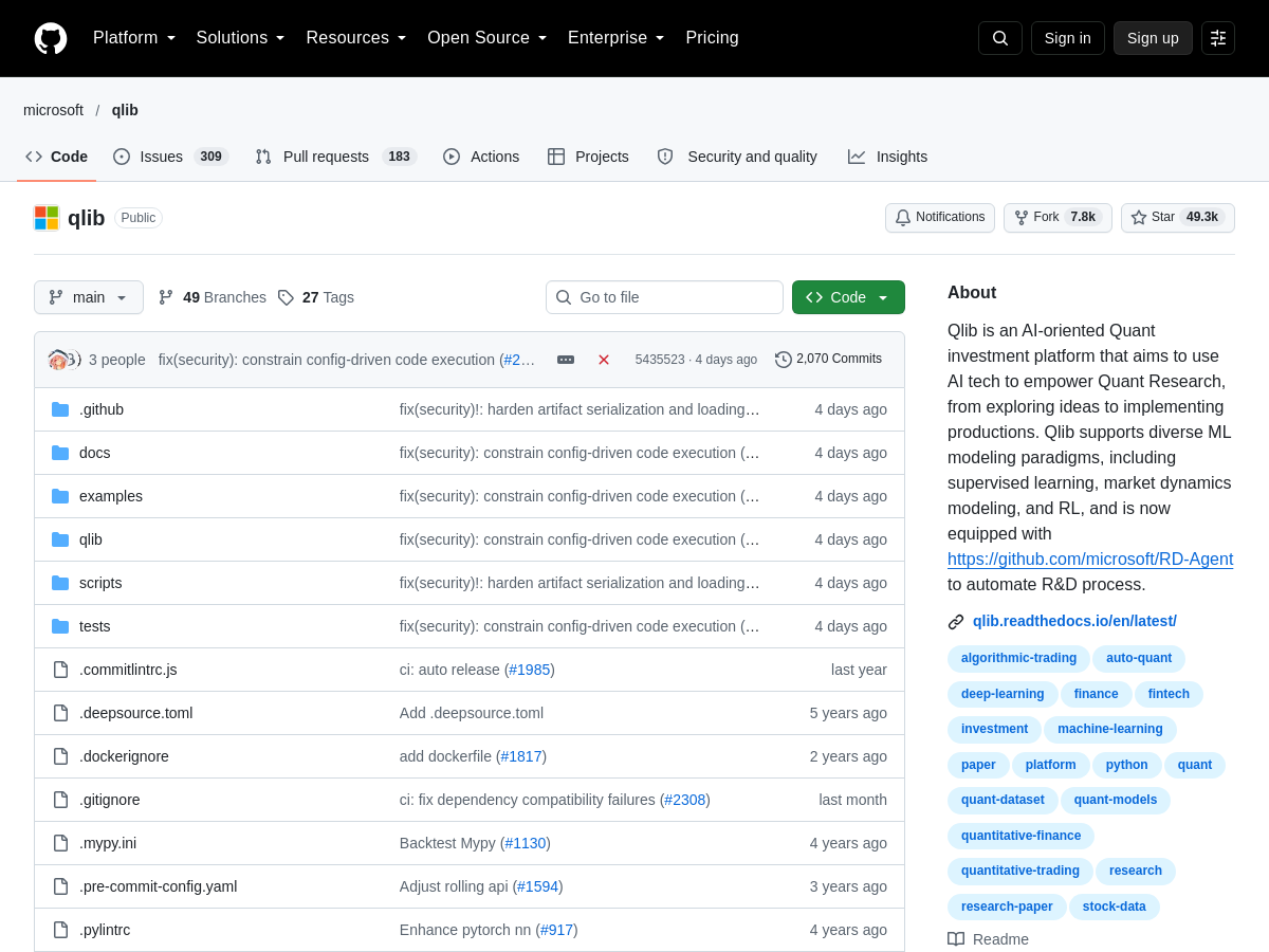 Screenshot of Qlib