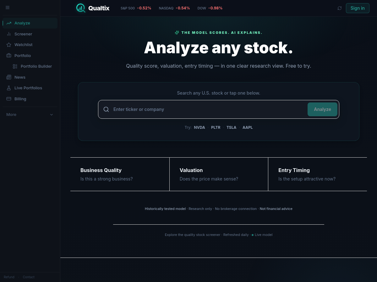 Screenshot of Qualtix