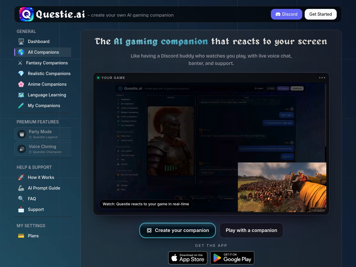 Screenshot of Questie AI - Game Companion & Roleplay Character Chat