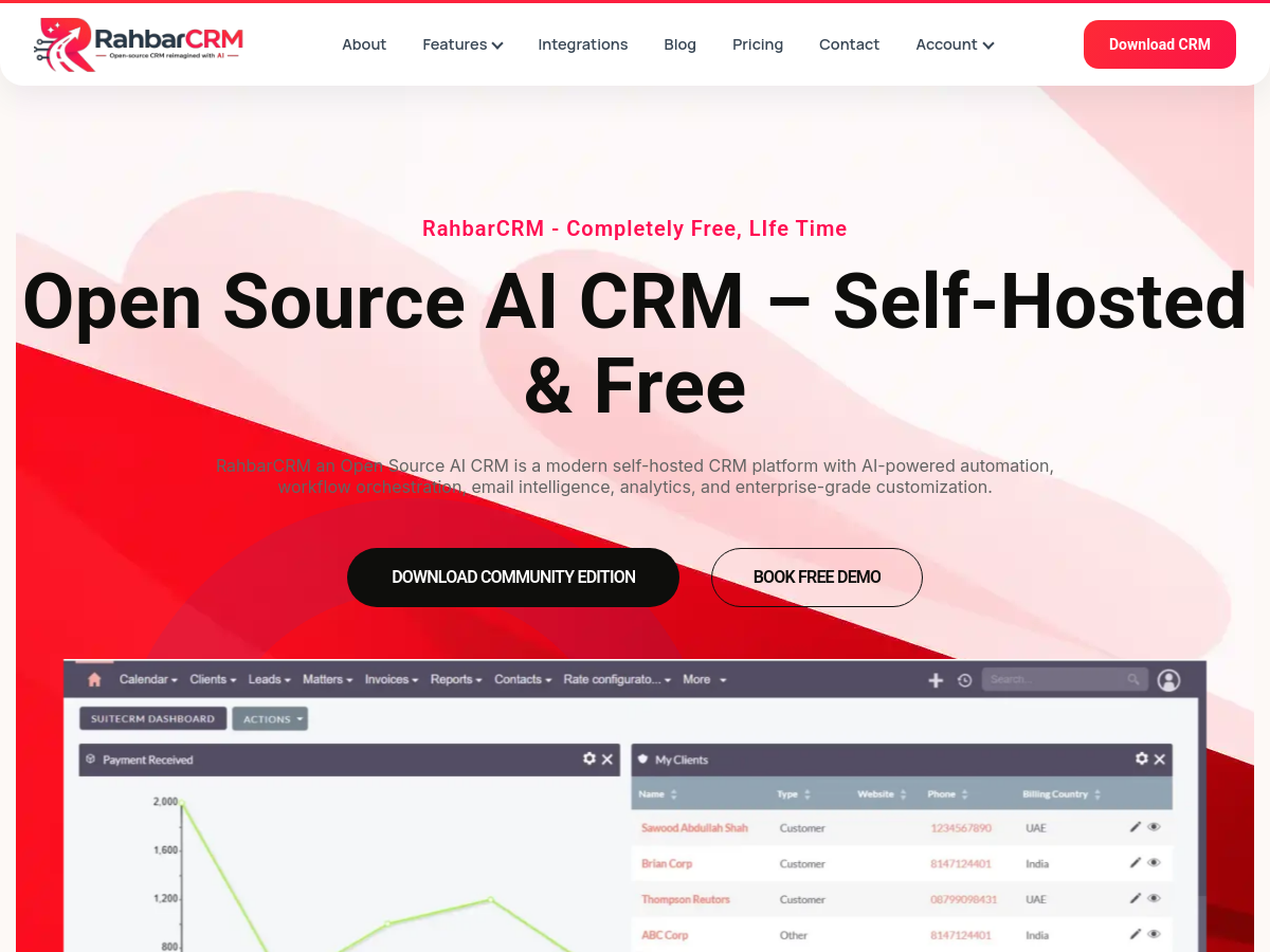 Screenshot of RahbarCRM