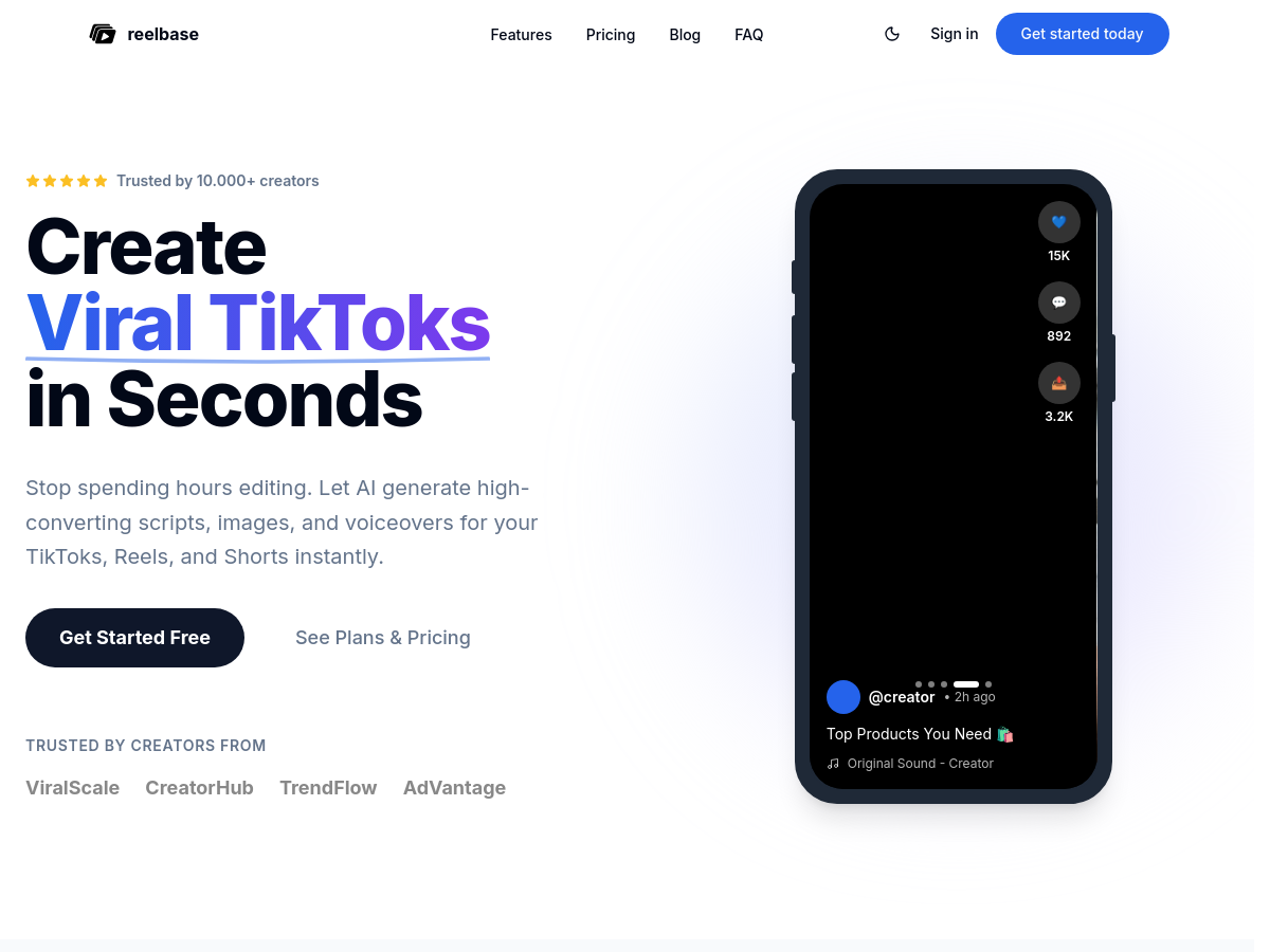 Screenshot of Reelbase