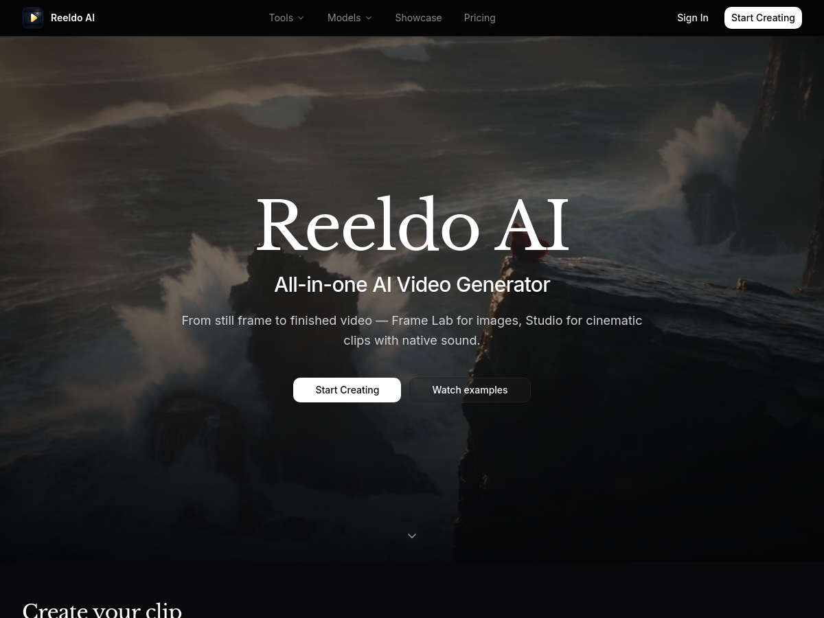 Screenshot of Reeldo AI