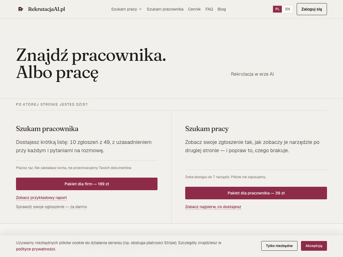 Screenshot of RekrutacjaAI
