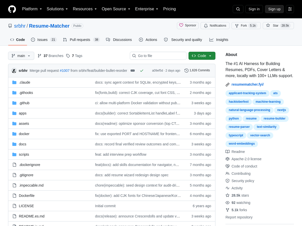 Screenshot of Resume Matcher