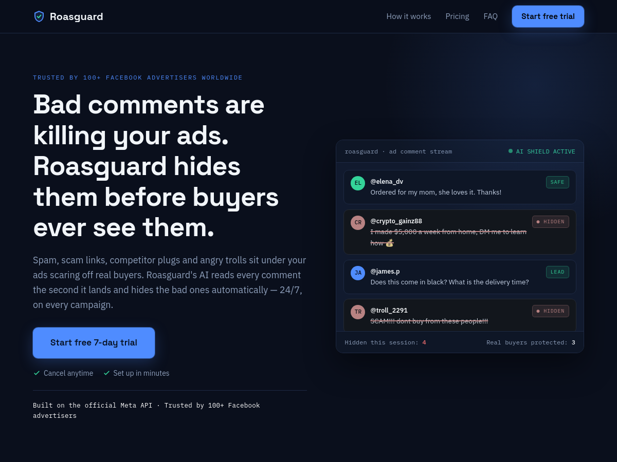 Screenshot of Roasguard.com