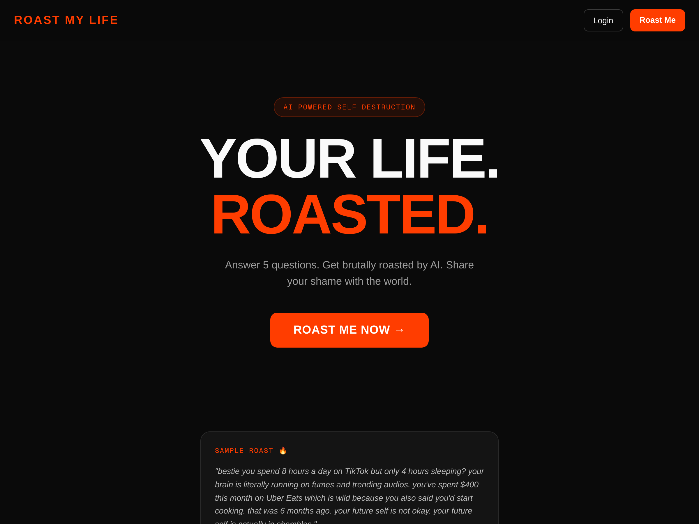 Screenshot of Roast my life