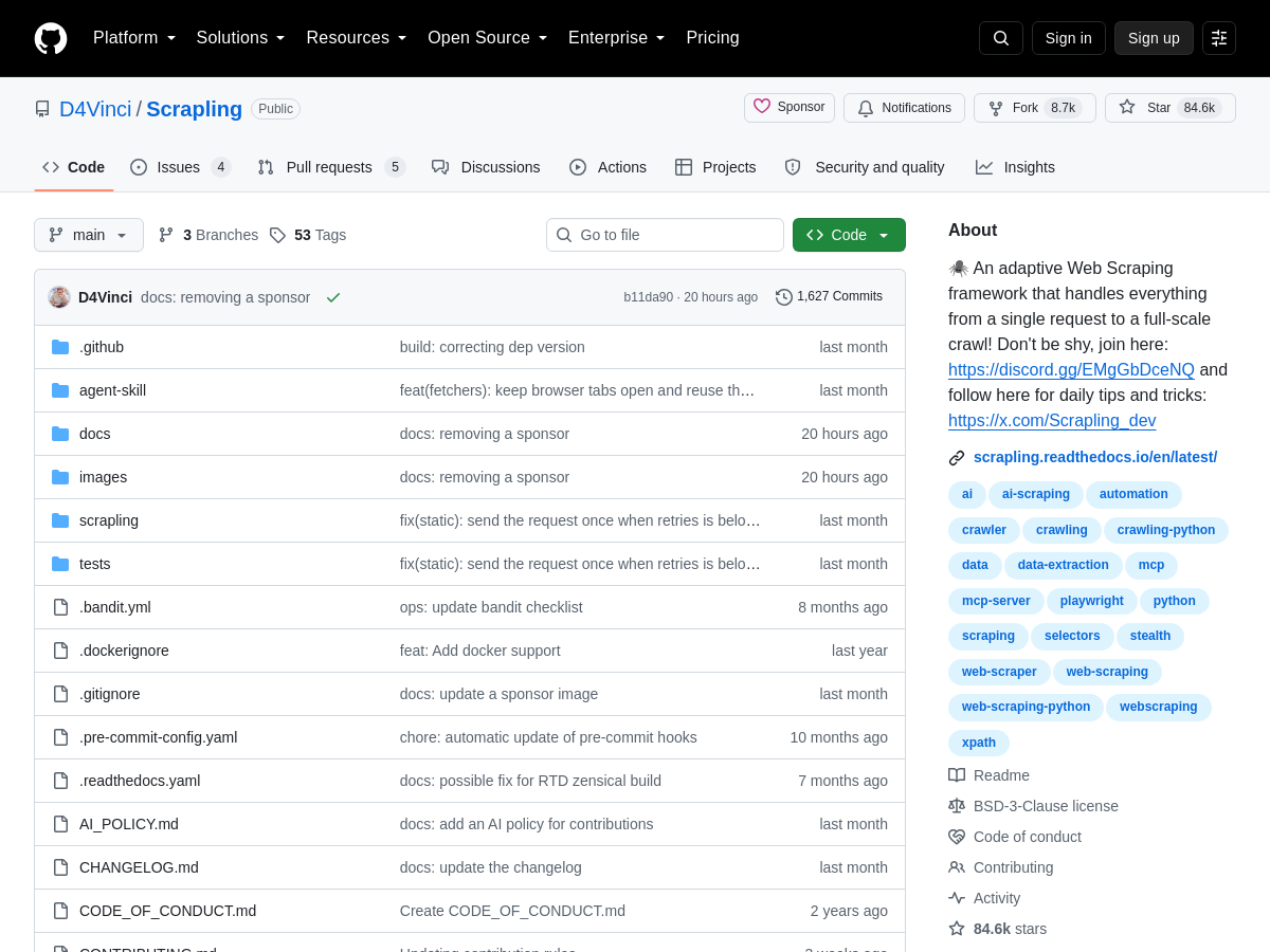 Screenshot of Scrapling