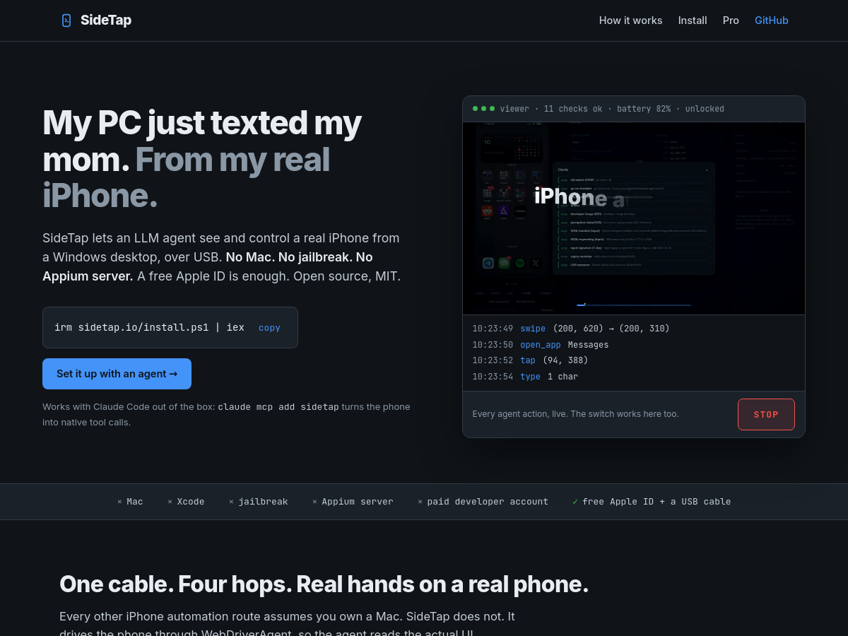 Screenshot of SideTap