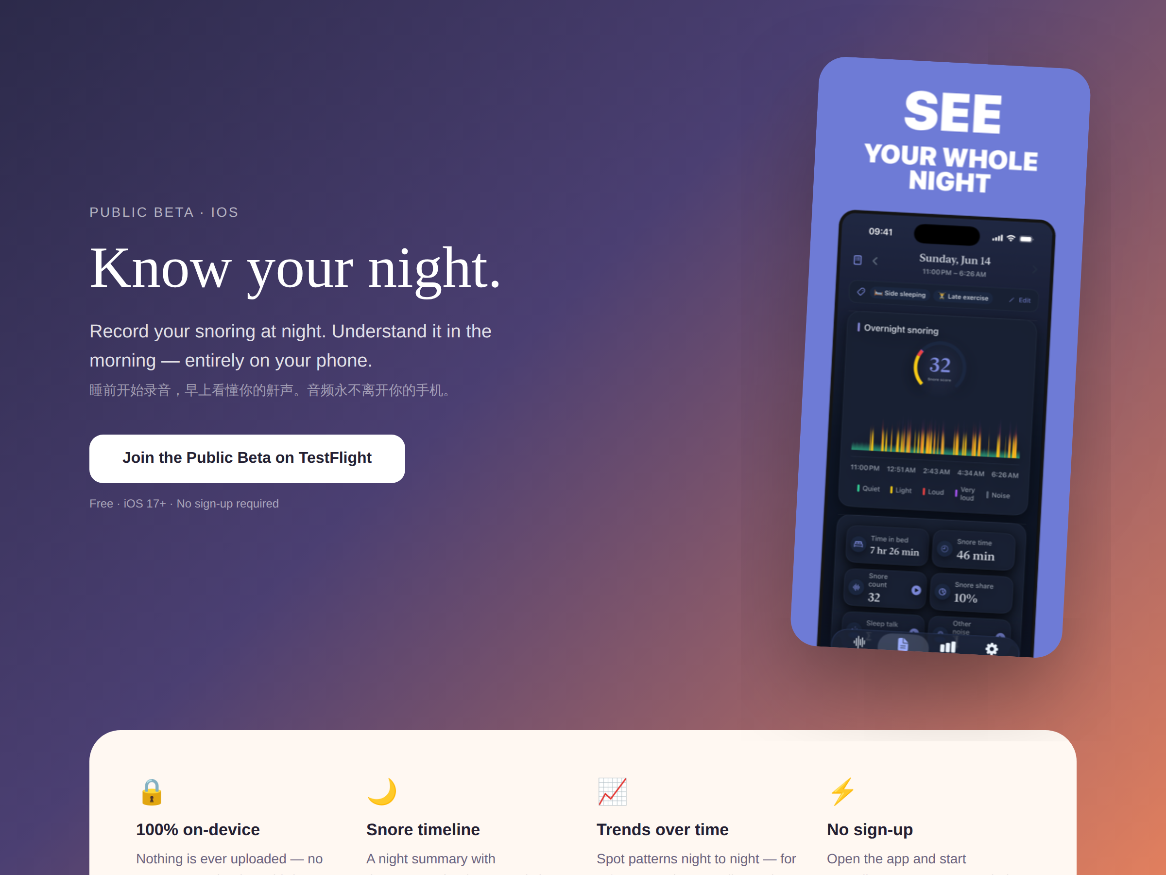 Screenshot of SnoreScribe