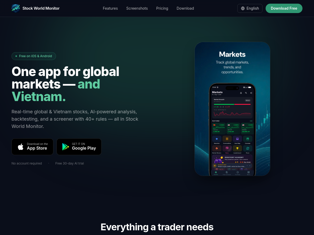 Screenshot of Stock World Monitor