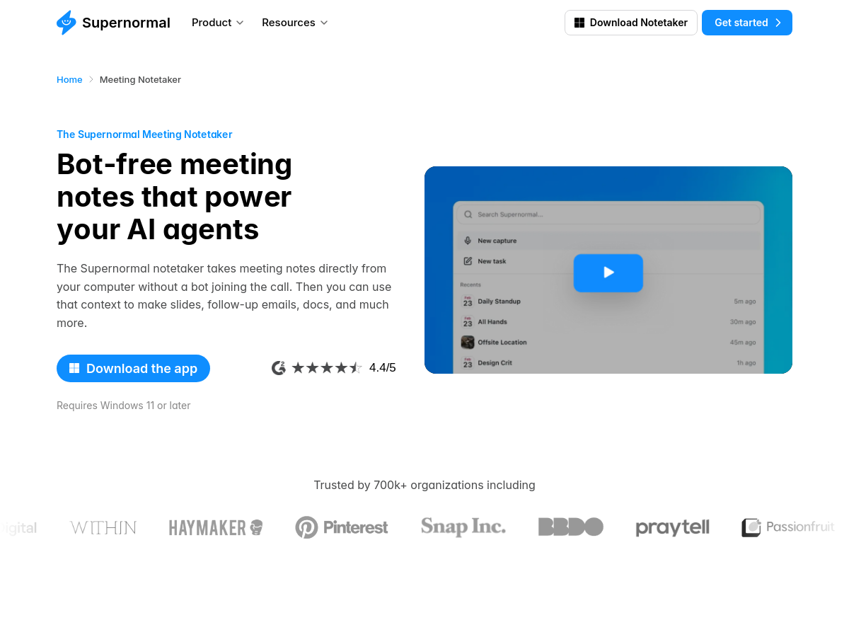 Screenshot of Supernormal App