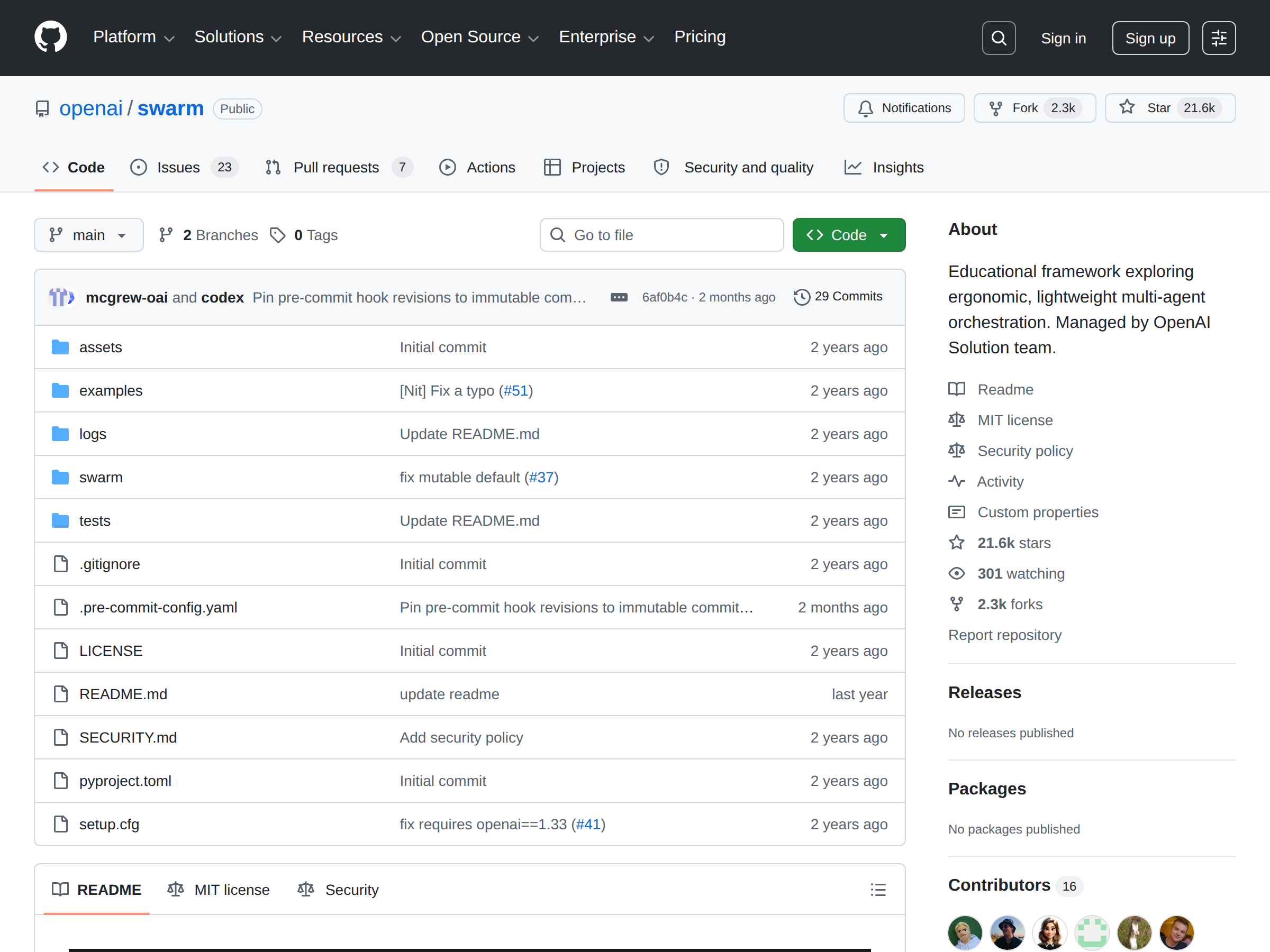 Screenshot of Swarm