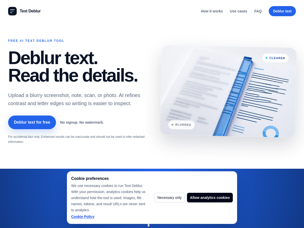 Screenshot of Text Deblur