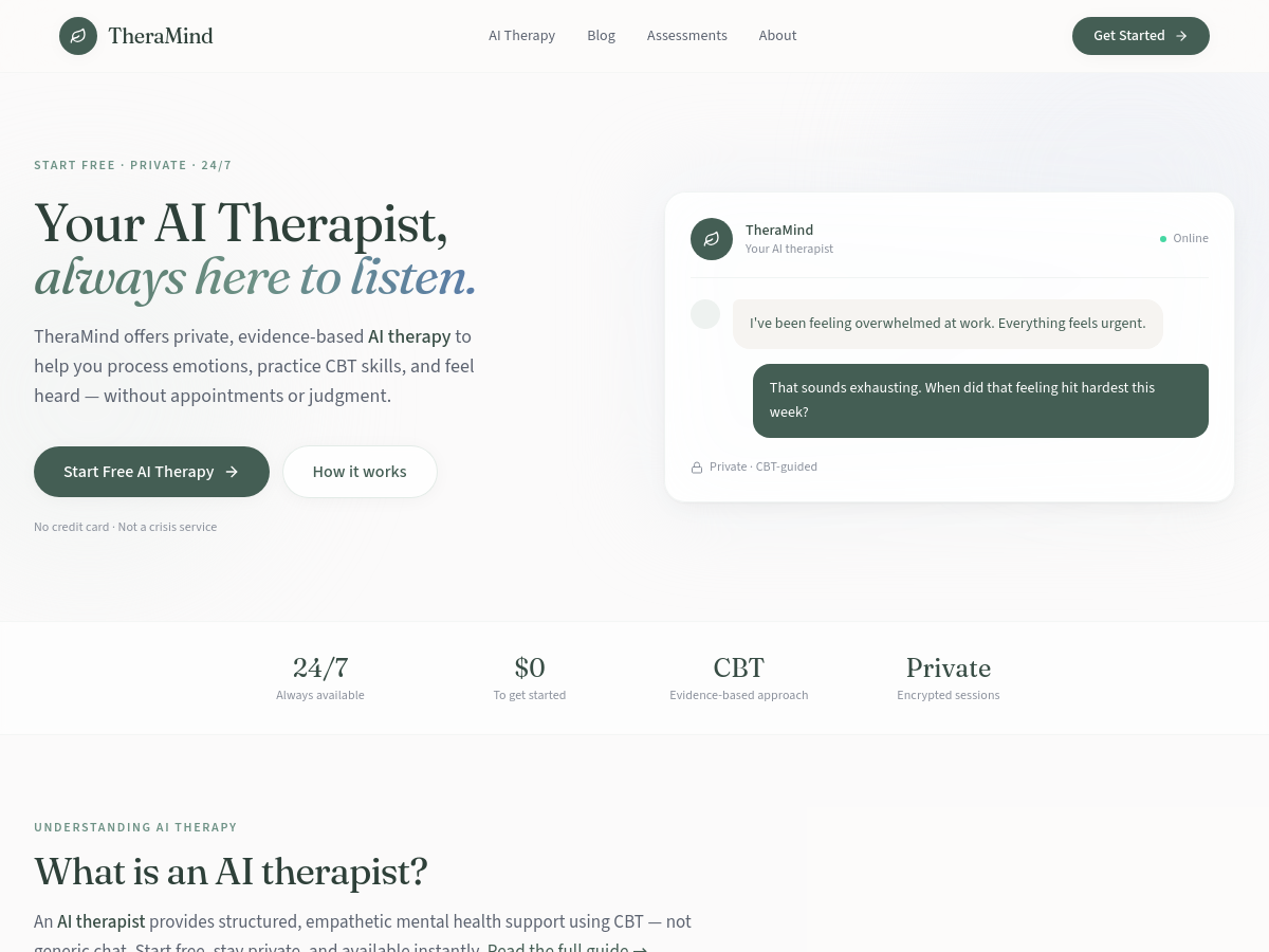 Screenshot of TheraMind - The AI Therapist