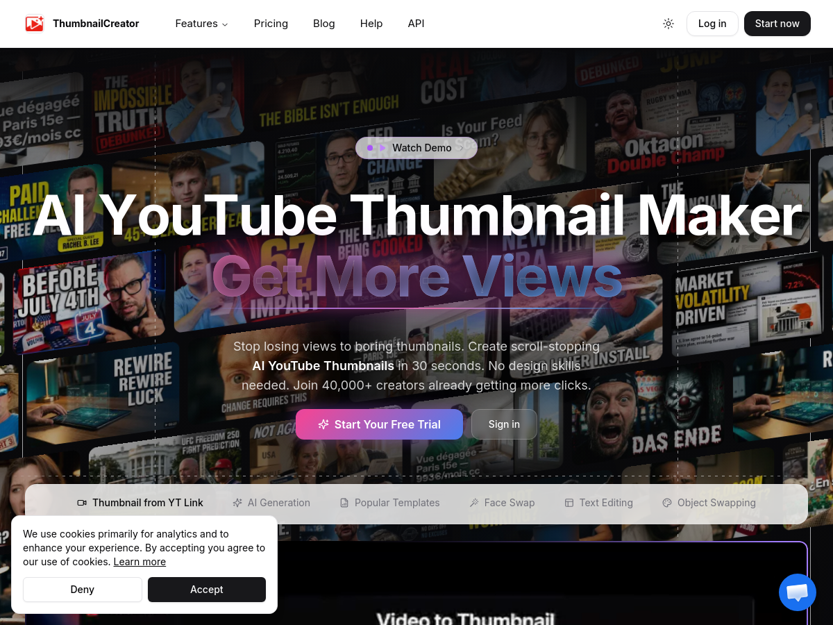 Screenshot of ThumbnailCreator.com
