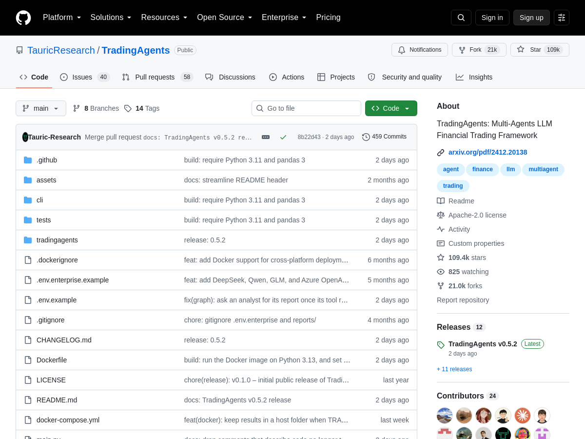 Screenshot of TradingAgents